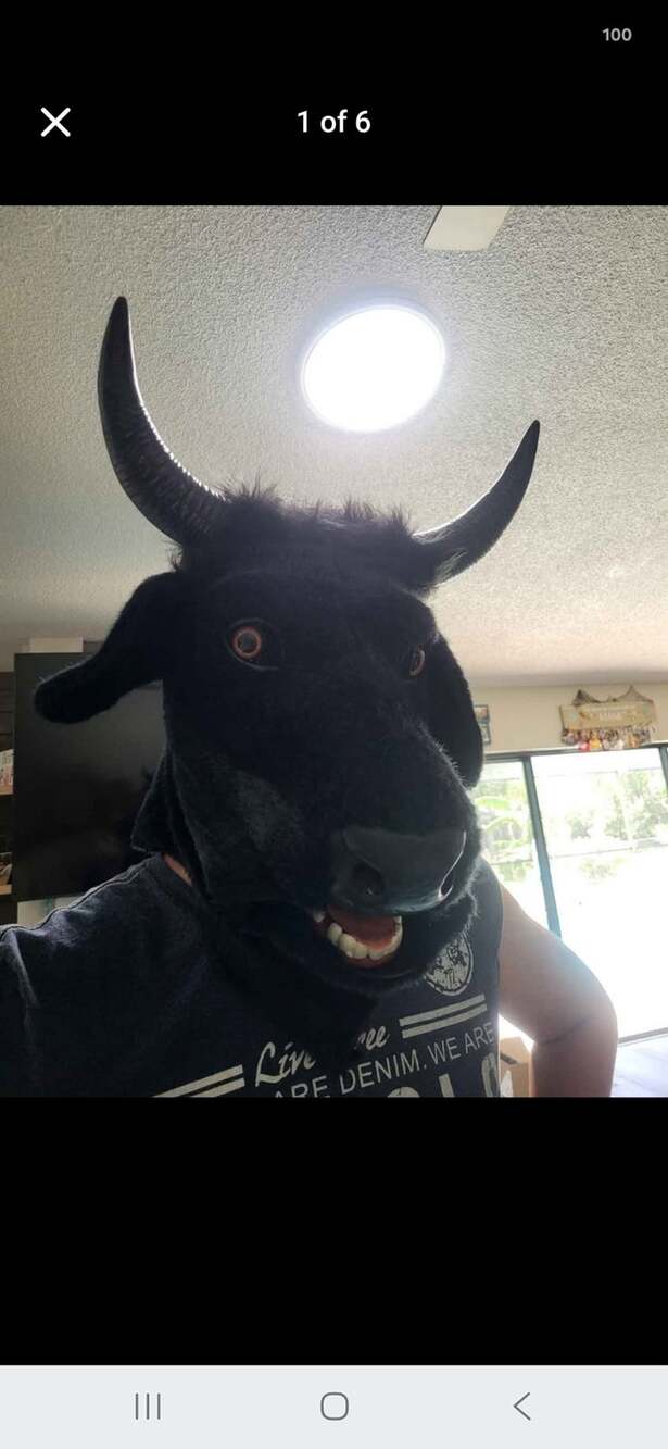 Bull moving mouth mask with horns Halloween costume cosplay